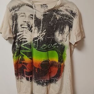 Bob markey love v neck t shirt sz M 100% cotton college retro casual